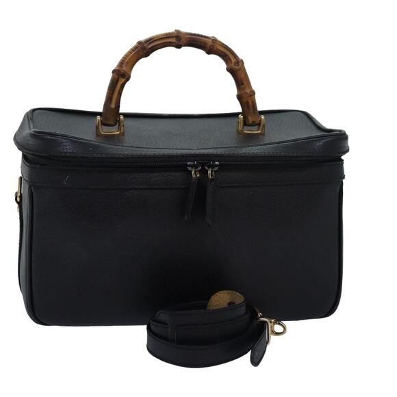GUCCI Bamboo Vanity Hand Bag Leather Black 013 2122 013 2122 - Picture 1 of 13